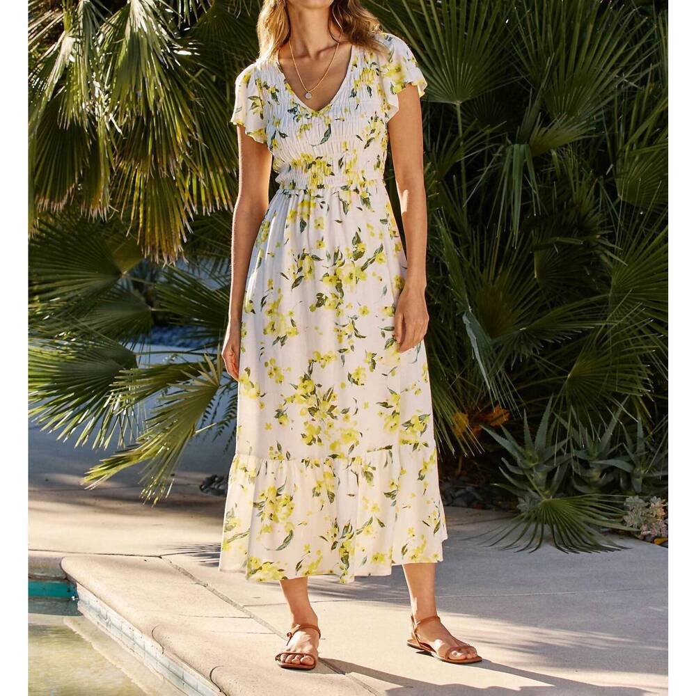 NEW FLAGS & ANTHEM lucy midi dress in yellow